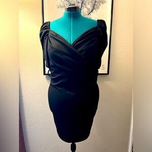 Bailey blue sweetheart neckline black mini dress with belt holes